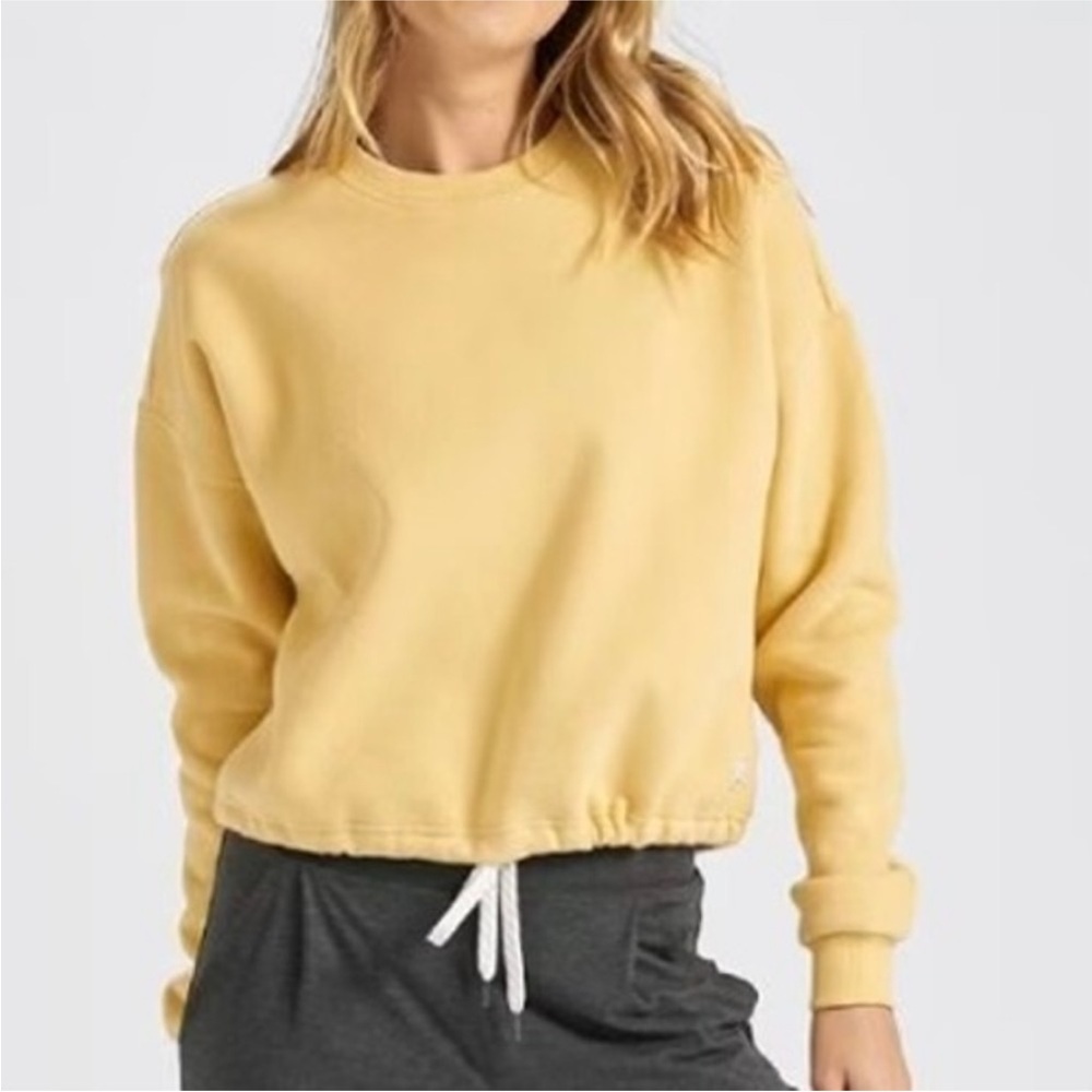 Vuori Restore Crew Pullover Boxy Cropped Sweatshirt in Yellow